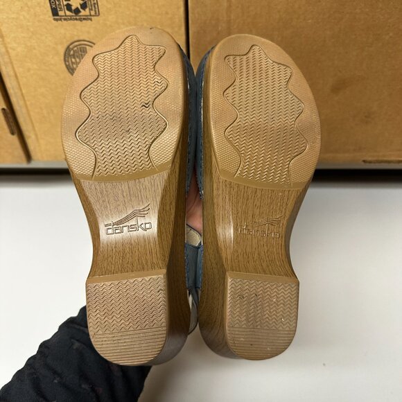 Dansko Blue Mules with Tan Sole - Picture 6 of 6